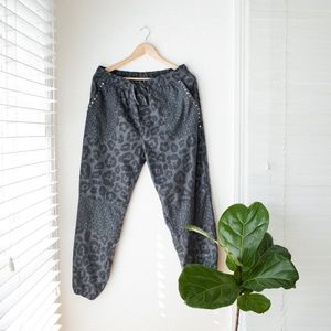 Crazy Train Black & Grey Leopard Print Joggers